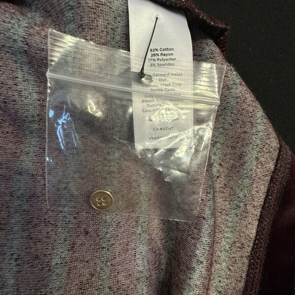 Talbots Top Large Petite Velvet Cowl Neck Blouse Burgundy Stripe Office Casual - Picture 6 of 7